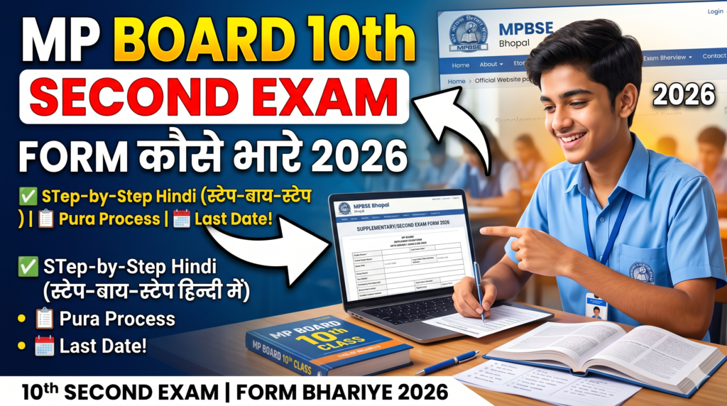 MP Board 10th 12th Second Exam Online Form kaise bhare 2026