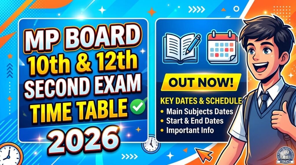 MP Board Class 10th Second Exam Time Table 2026